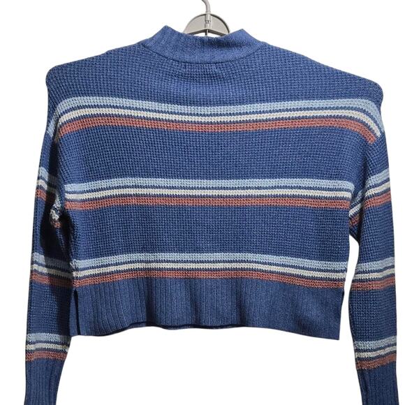 Arizona Jean Co. Women's Blue Striped Cropped Sweater Size XL - Picture 4 of 6